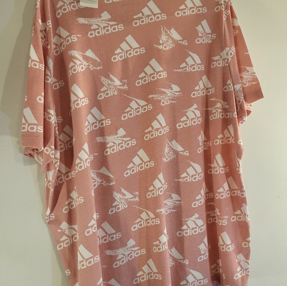ADIDAS S/S ESSENTIALS BRAND LOVE AOP T-SHIRT WHITE PINK HE1791 LT Large 3X - Picture 7 of 9